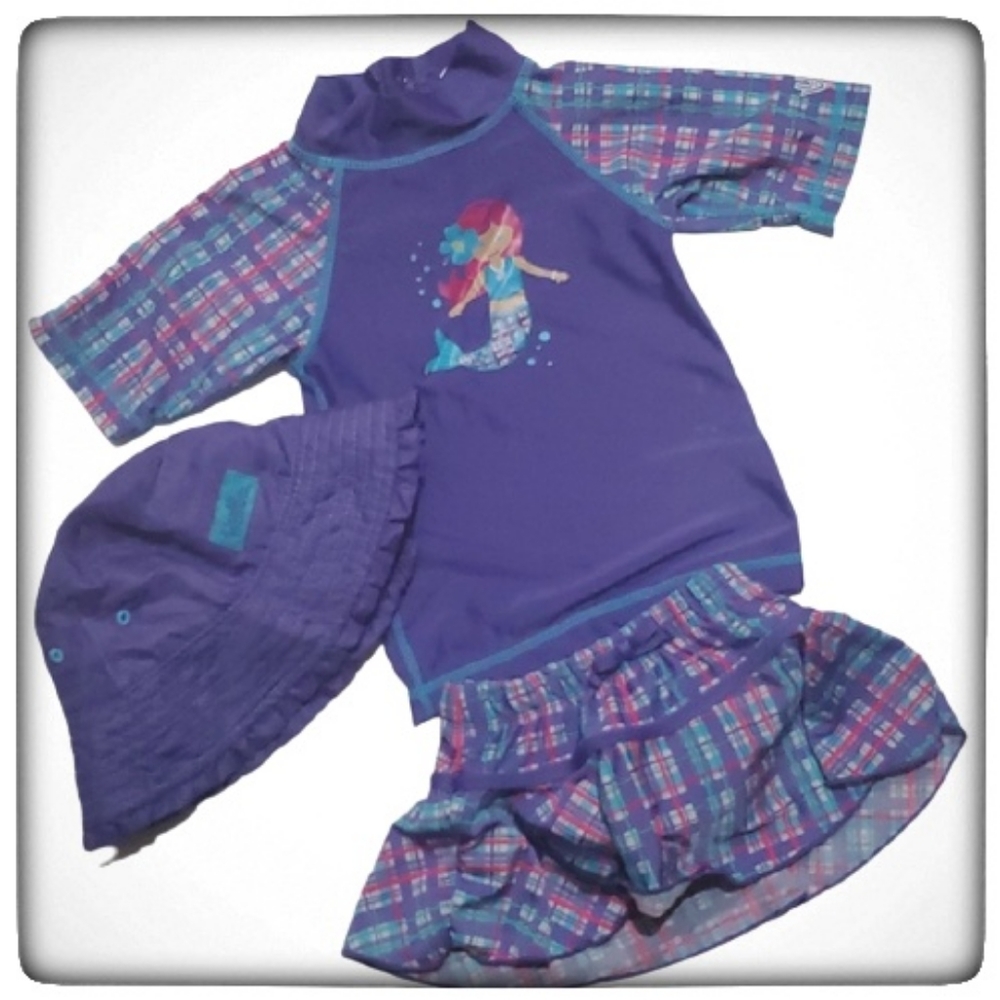 UV Skinz Girl's Mermaid 3 Piece Swim Set-12/18M